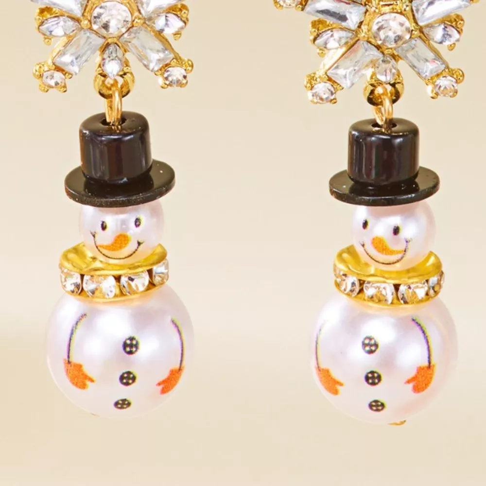 Christmas Snowman Drop Earrings, image 4