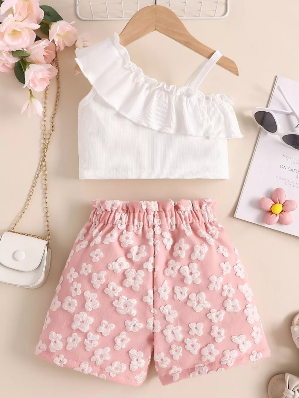 Children's Asymmetrical Neck Top and Shorts Set, image 6