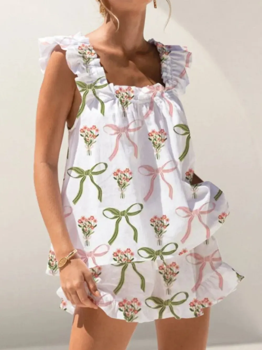 Ruffled Striped Tank and Shorts Set, image 11