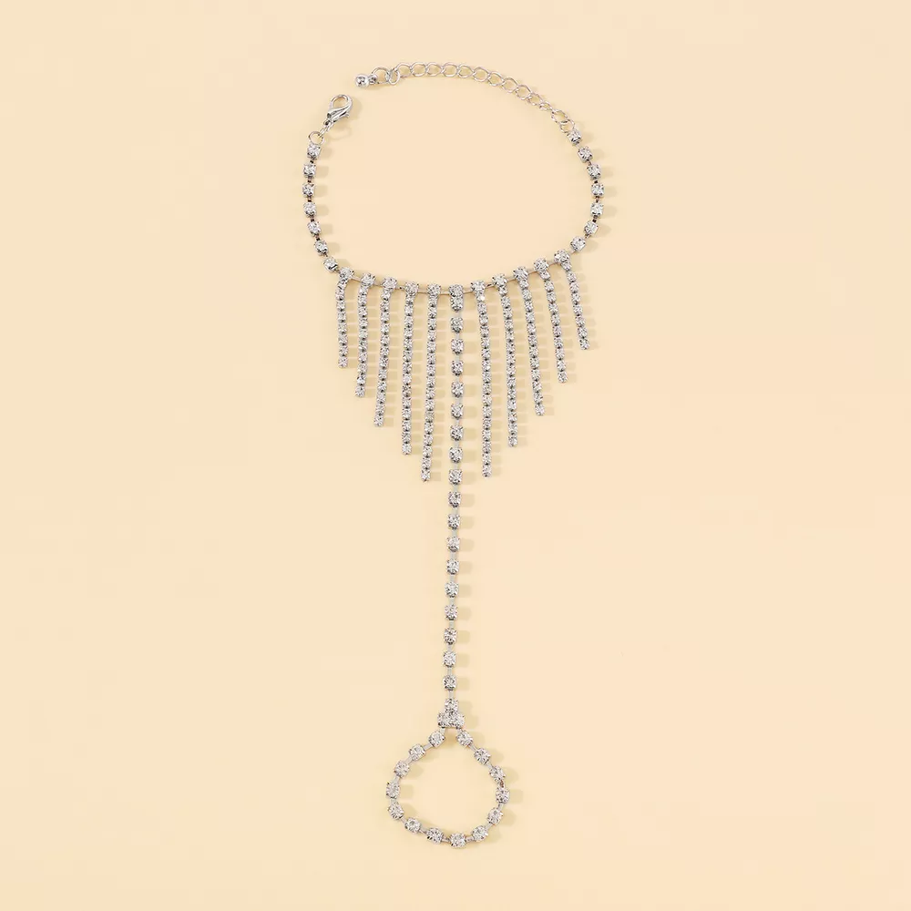 Rhinestone Fringe Hand Chain Bracelet, image 11