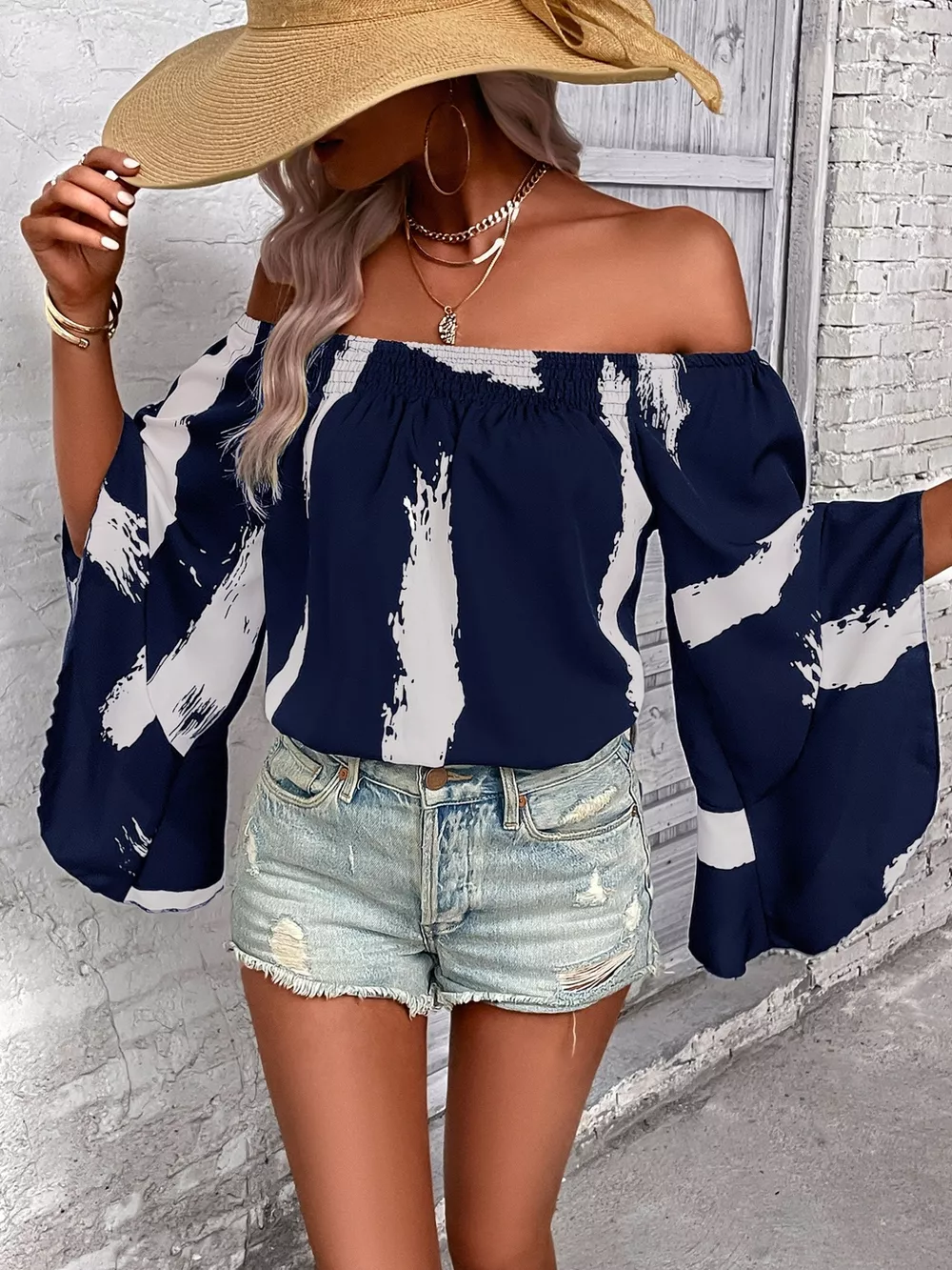 Off Shoulder Bell Sleeve Blouse, image 4