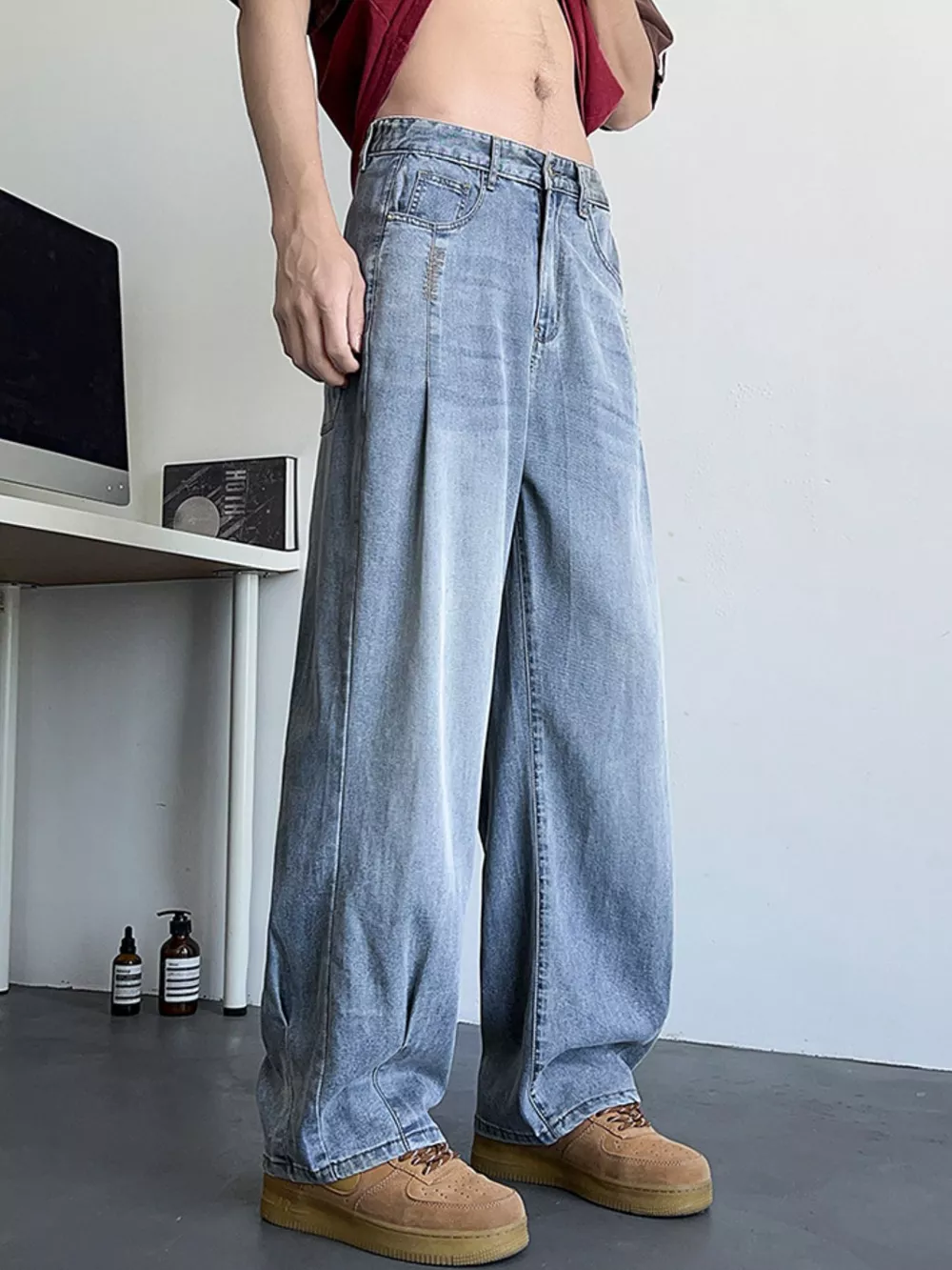 Men's Plus Size Wide Leg Relaxed Fit Jeans, image 9