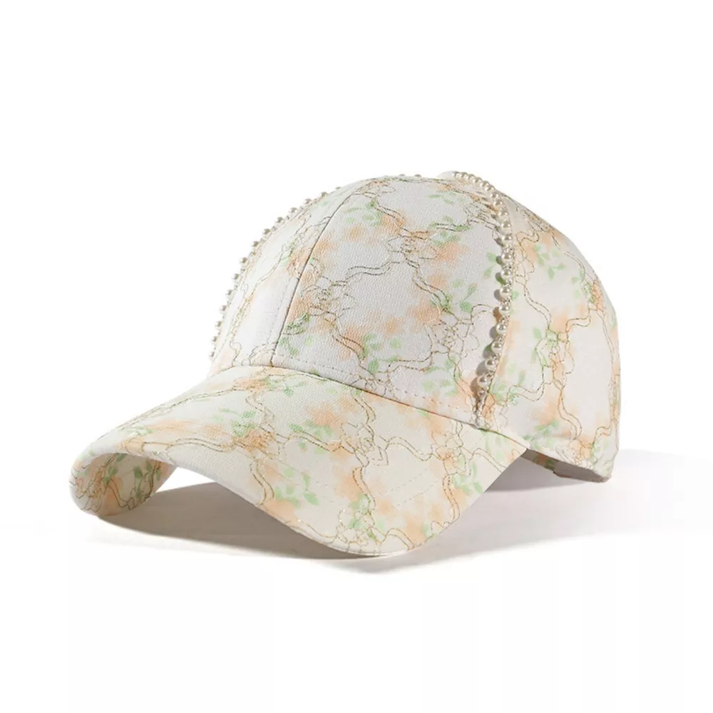 Floral Pearl Detail Baseball Cap