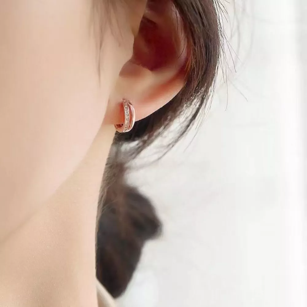 18K Rose Gold-Plated Zircon Hoop Earrings