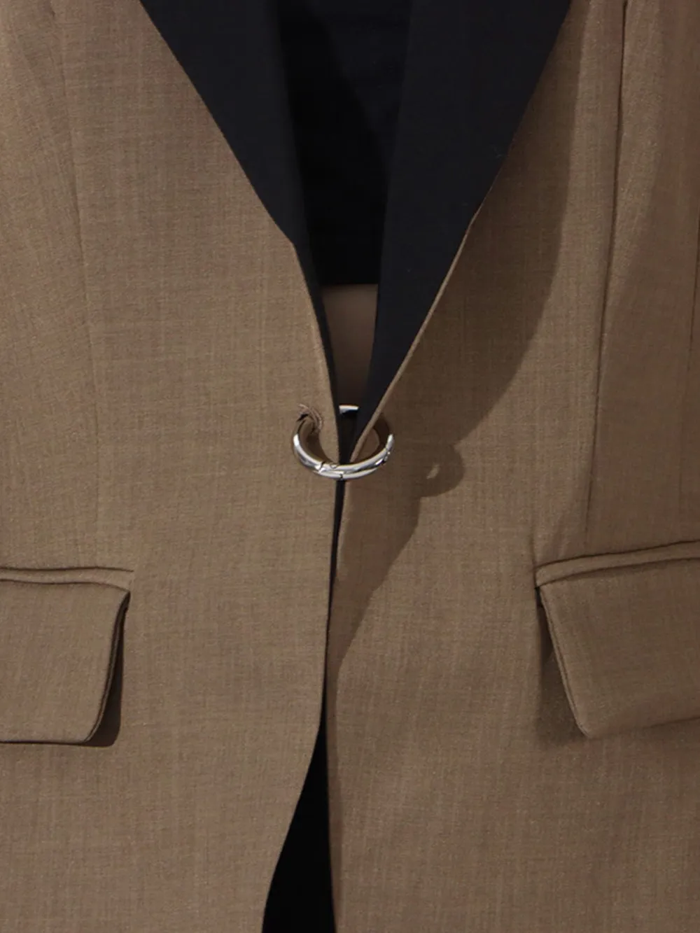 Contrast Lapel Collar Long Sleeve Blazer, image 11