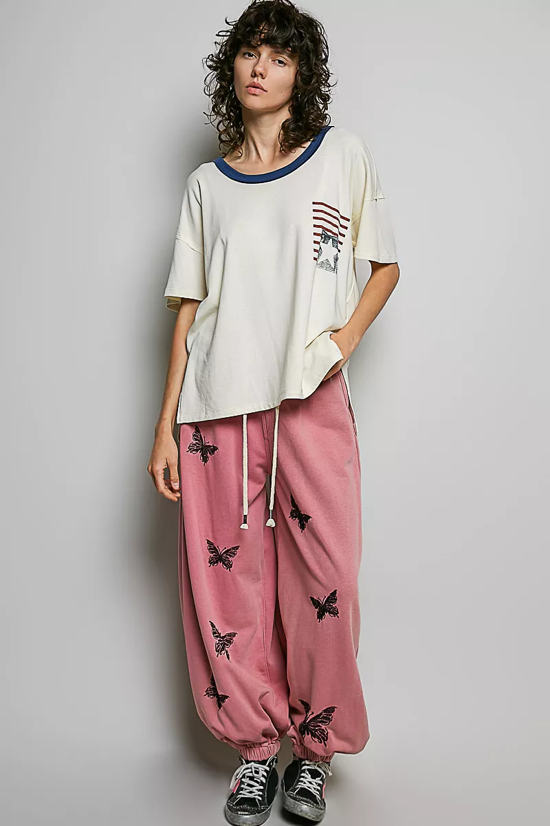 POL American Flag Color Block Side Slit Cotton Top, image 5