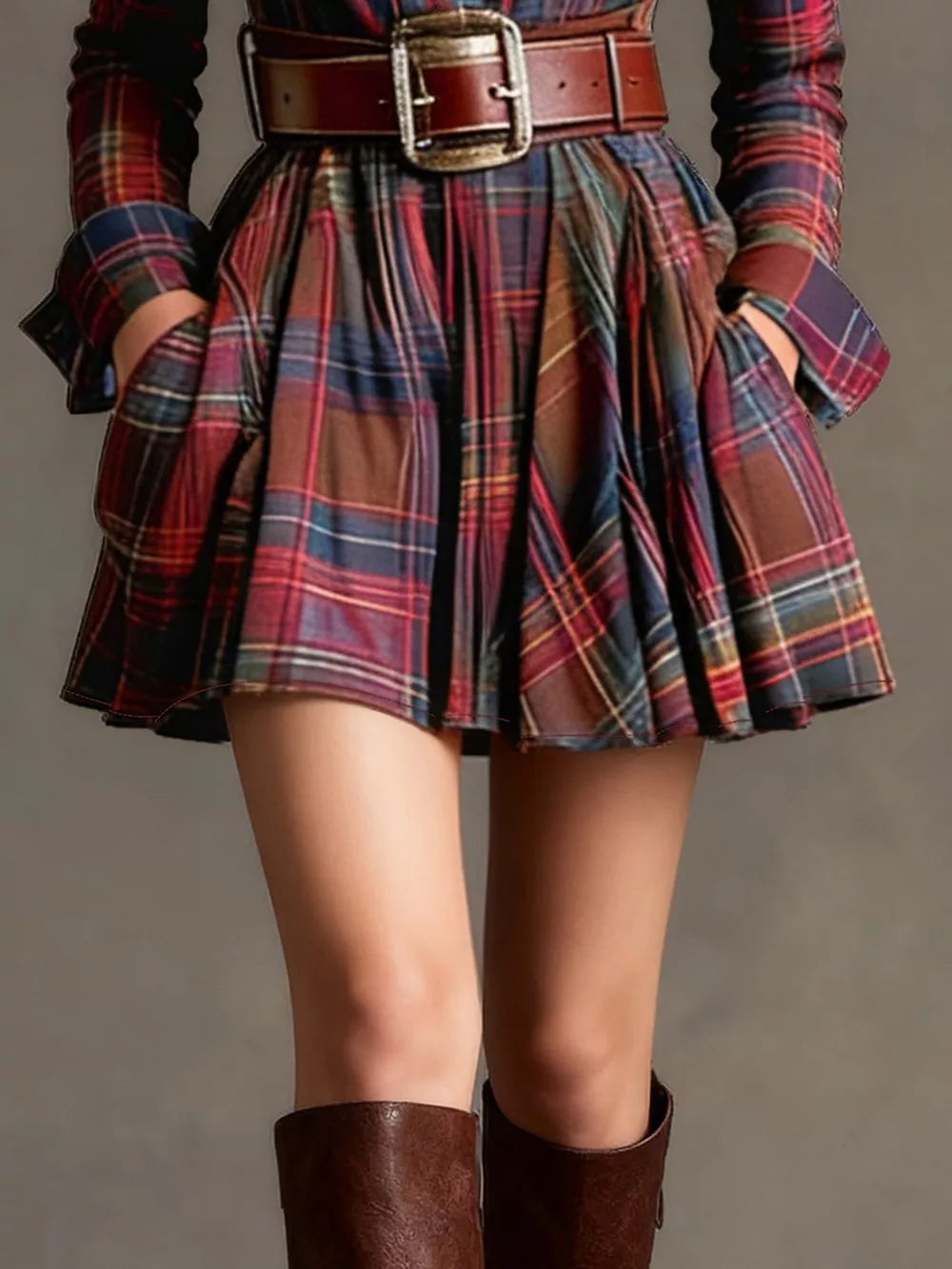 Plaid Long Sleeve Shirt Dress, image 9
