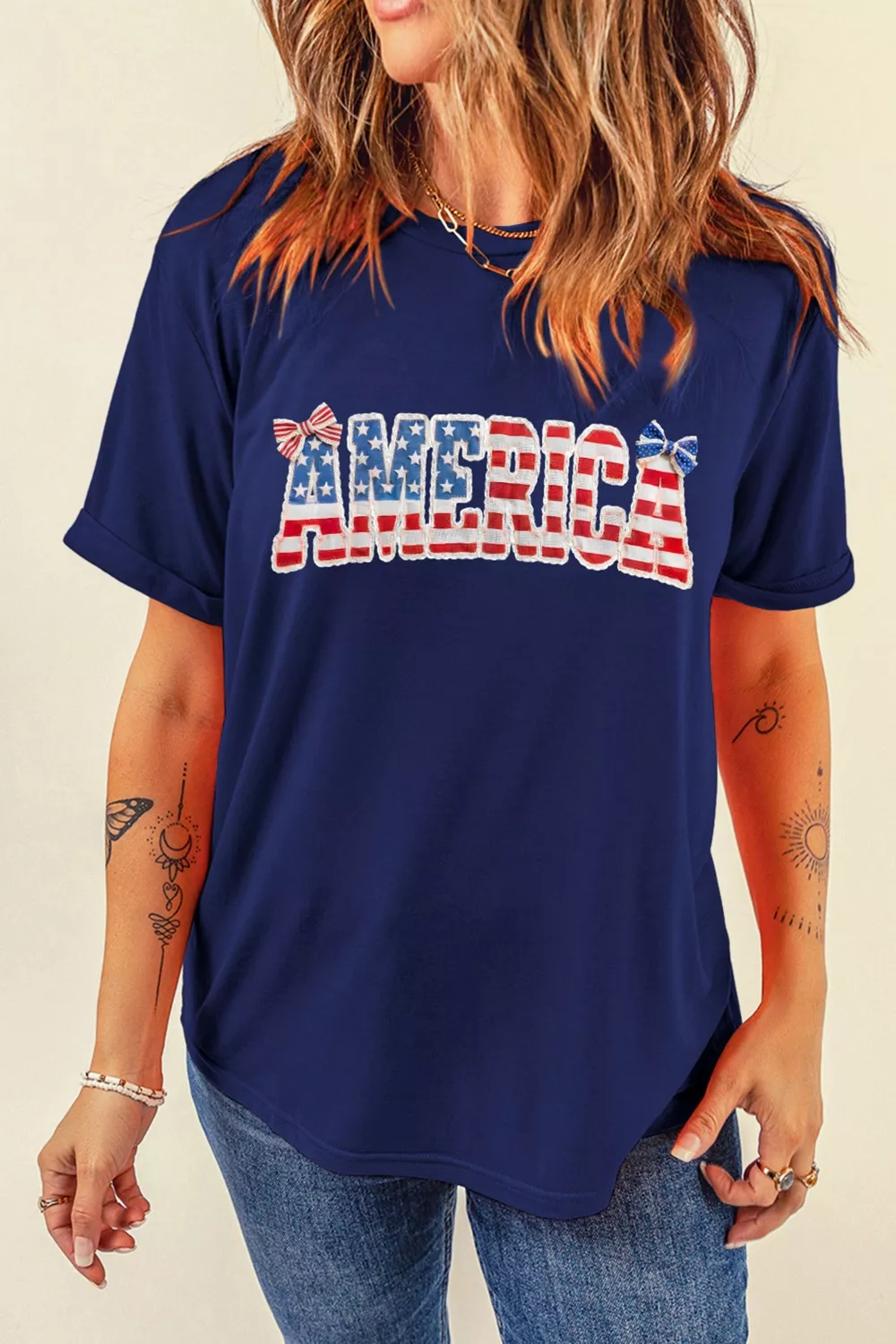 AMERICA Round Neck Relaxed T-Shirt, image 4