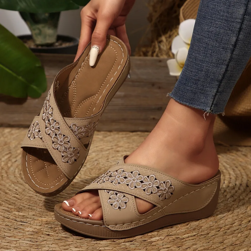 Peep Toe Wedge Sandals, image 7