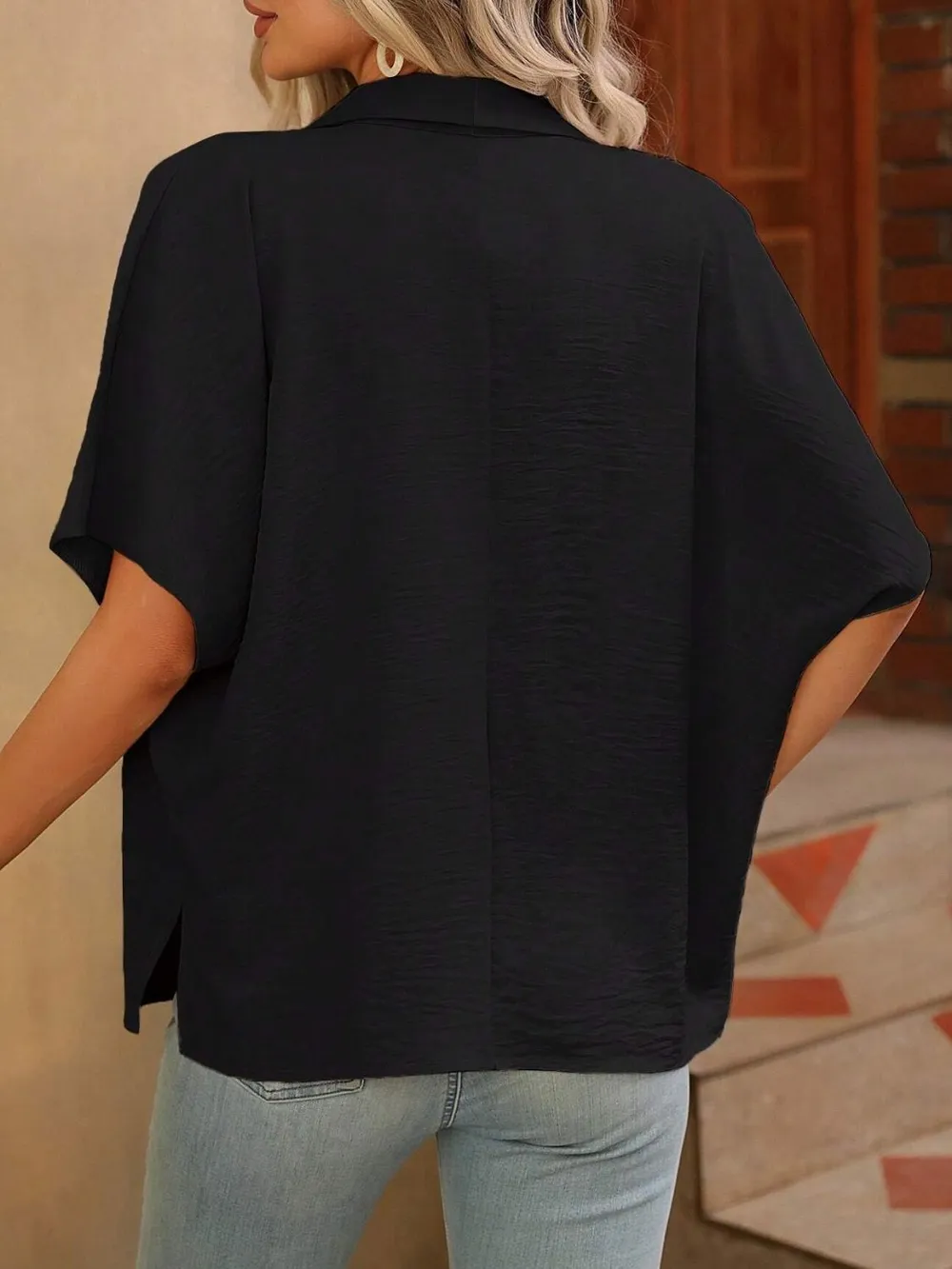 Contrast Collared Neck Short Sleeve Shirt, image 12