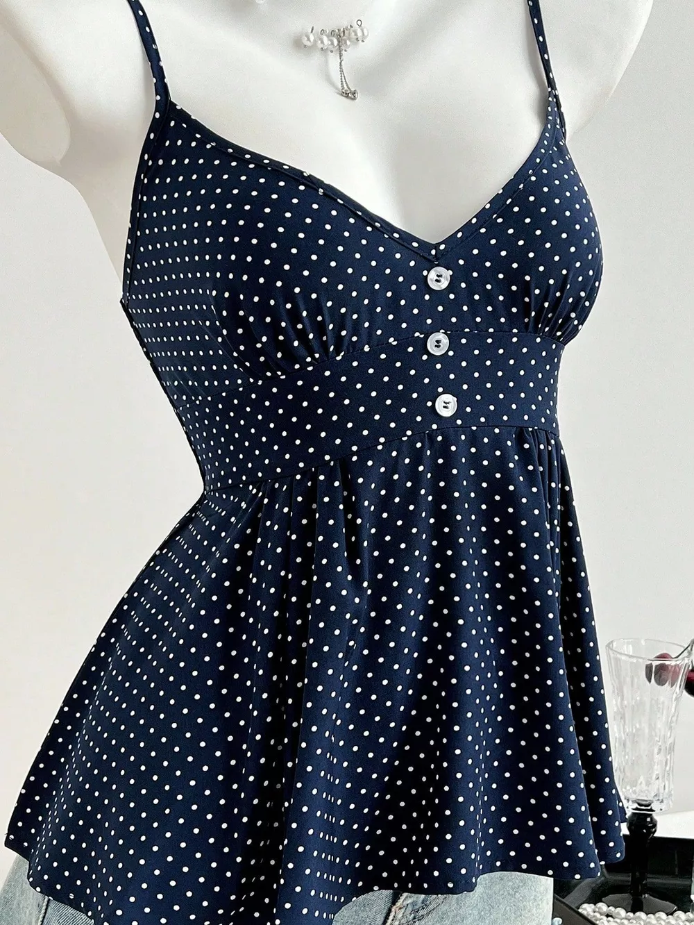 Polka Dot Peplum Cami, image 4