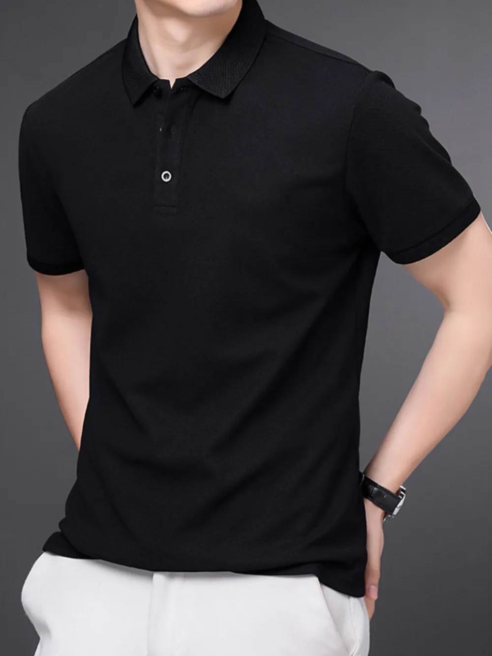 Men's Plus Size Short Sleeve Collared Neck Polo, image 3
