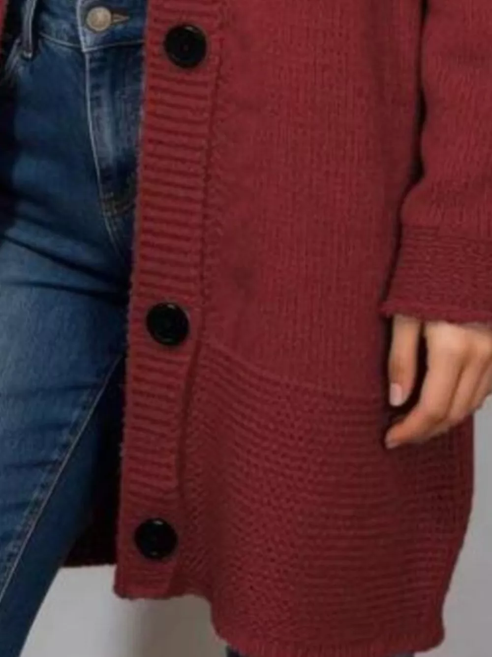 Full Size Casual Hooded Button-Down Knit Cardigan Plus Size, image 9