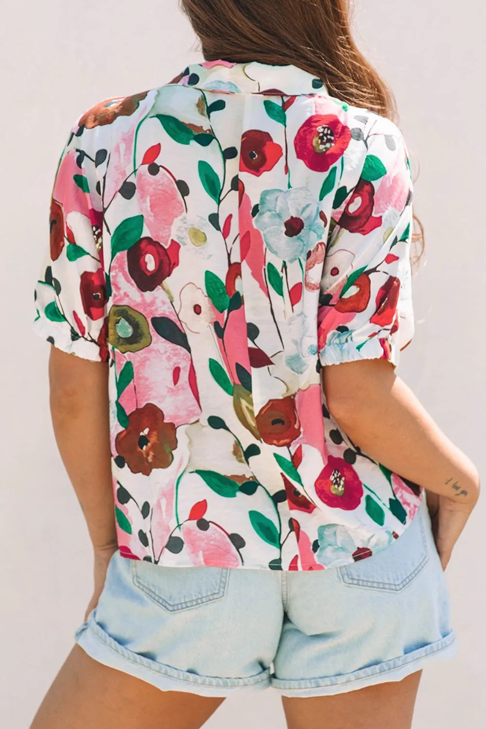 Floral Print Short Sleeve Blouse, image 13