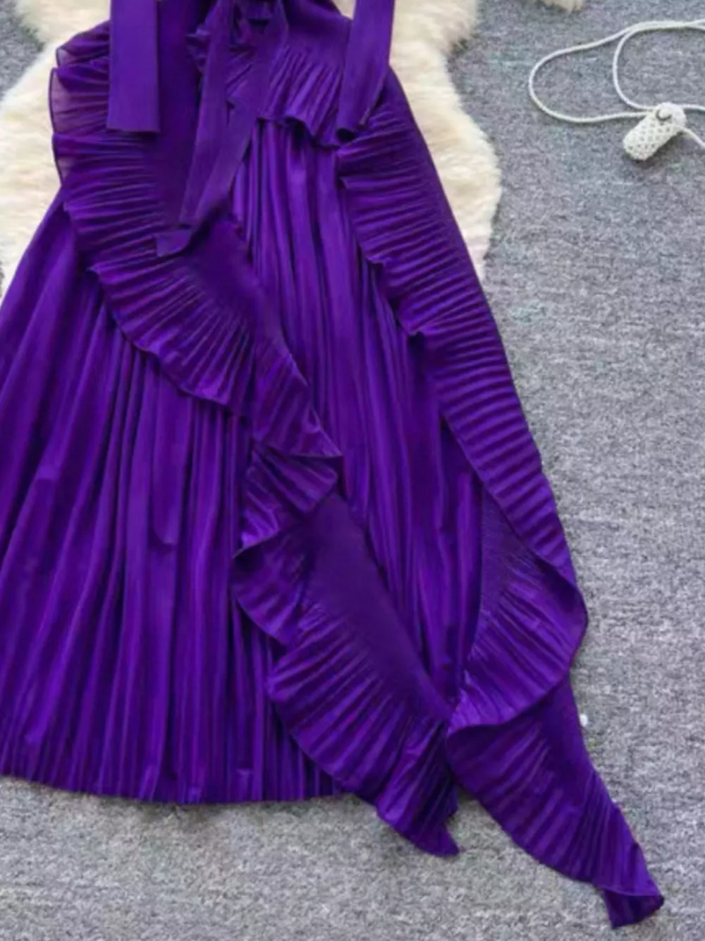 Ruffle Trim Pleated Midi Dress, image 6