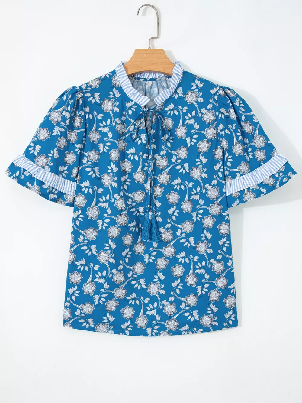 Floral Print Ruffle Sleeve Blouse, image 5