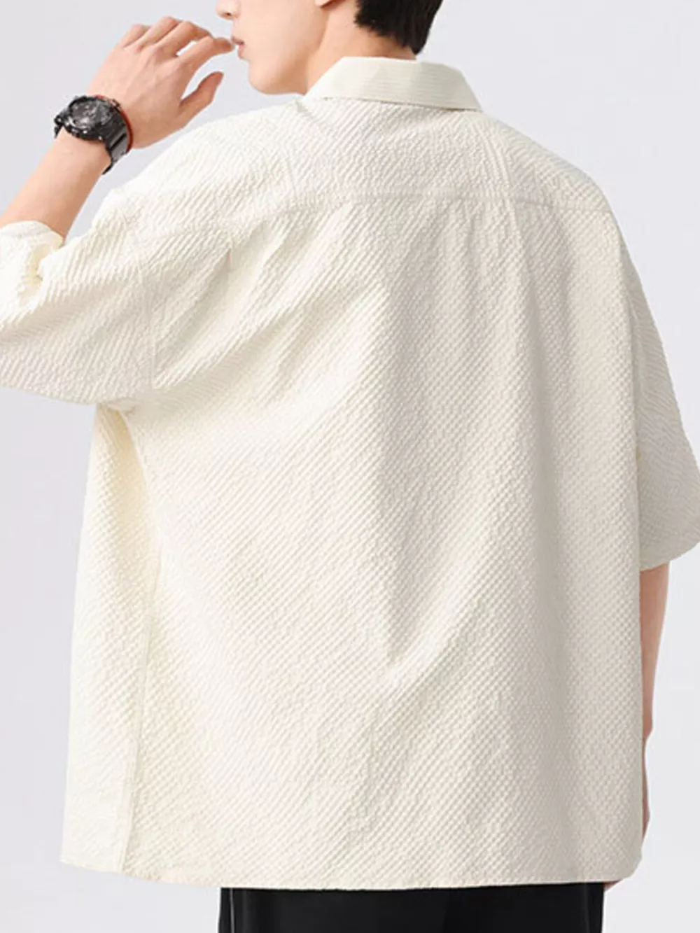 Men's Full Size Textured Short-Sleeve Shirt Plus Size, image 9