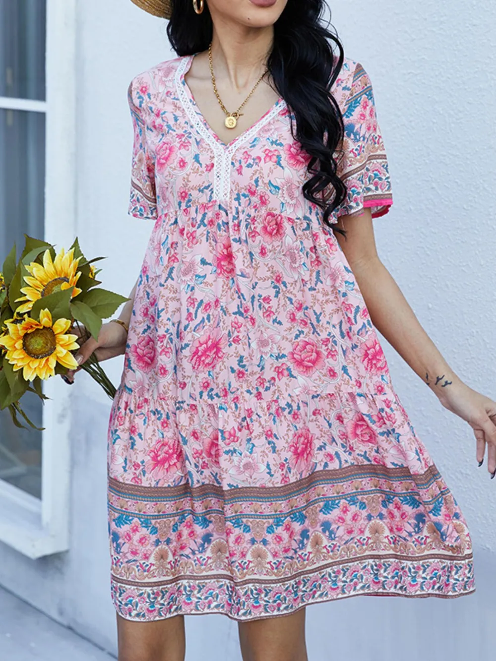 Floral Print V-Neck Summer Dress, image 6