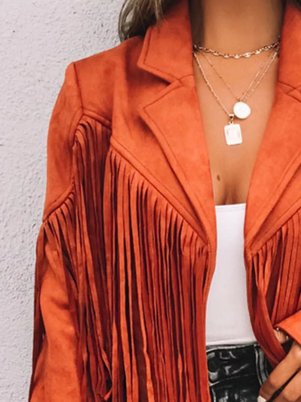Fringe Open Front Cropped Jacket, image 2