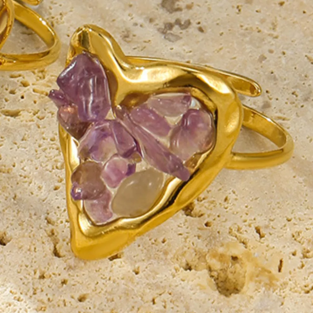 18K Gold-Plated Heart-Shaped Ring, image 4