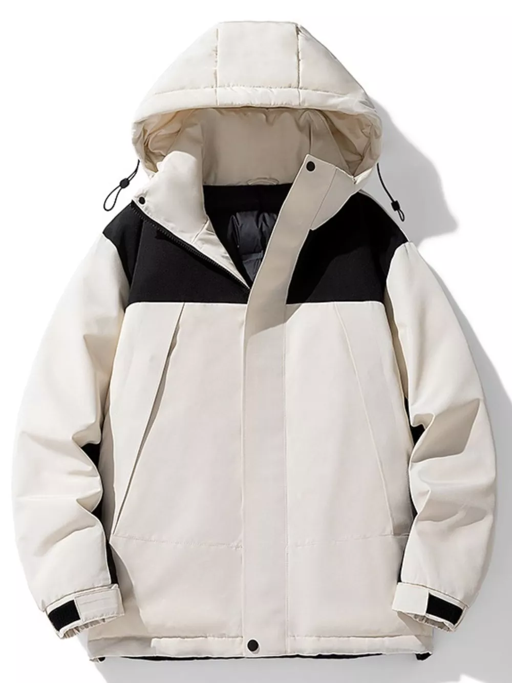 Men's Plus Size Hooded Color Block Padded Winter Coat, image 2