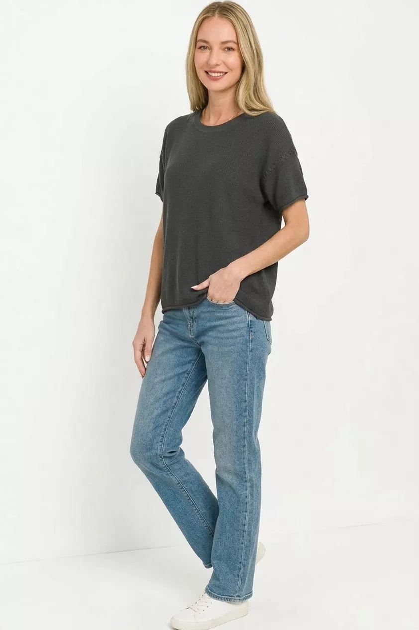 Viscose Round-neck Short Sleeve Sweater, image 3