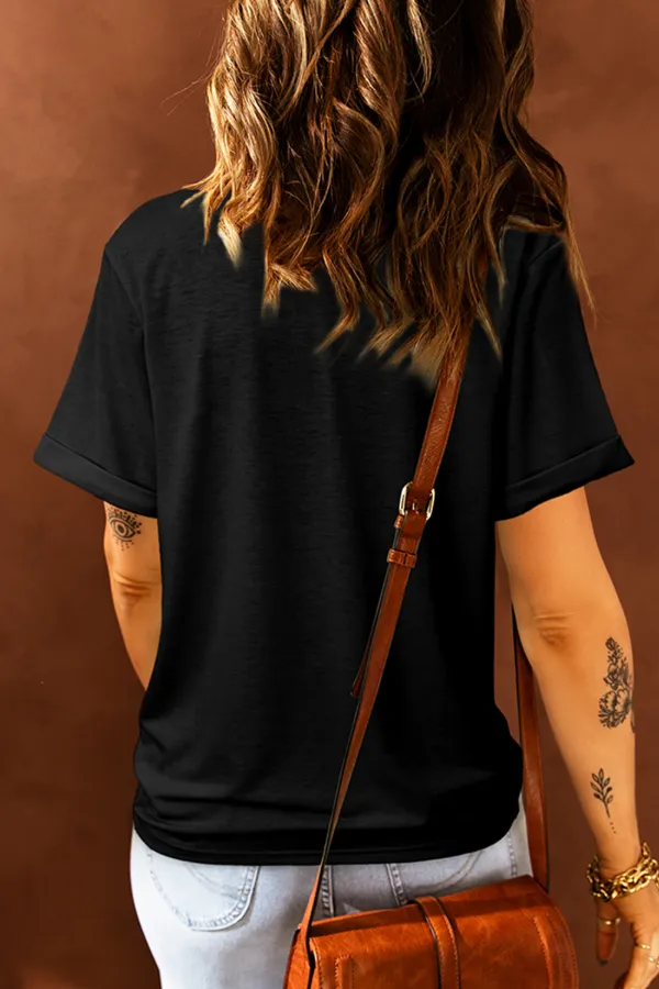 Bull Head Embroidered Round Neck T Shirt, image 3