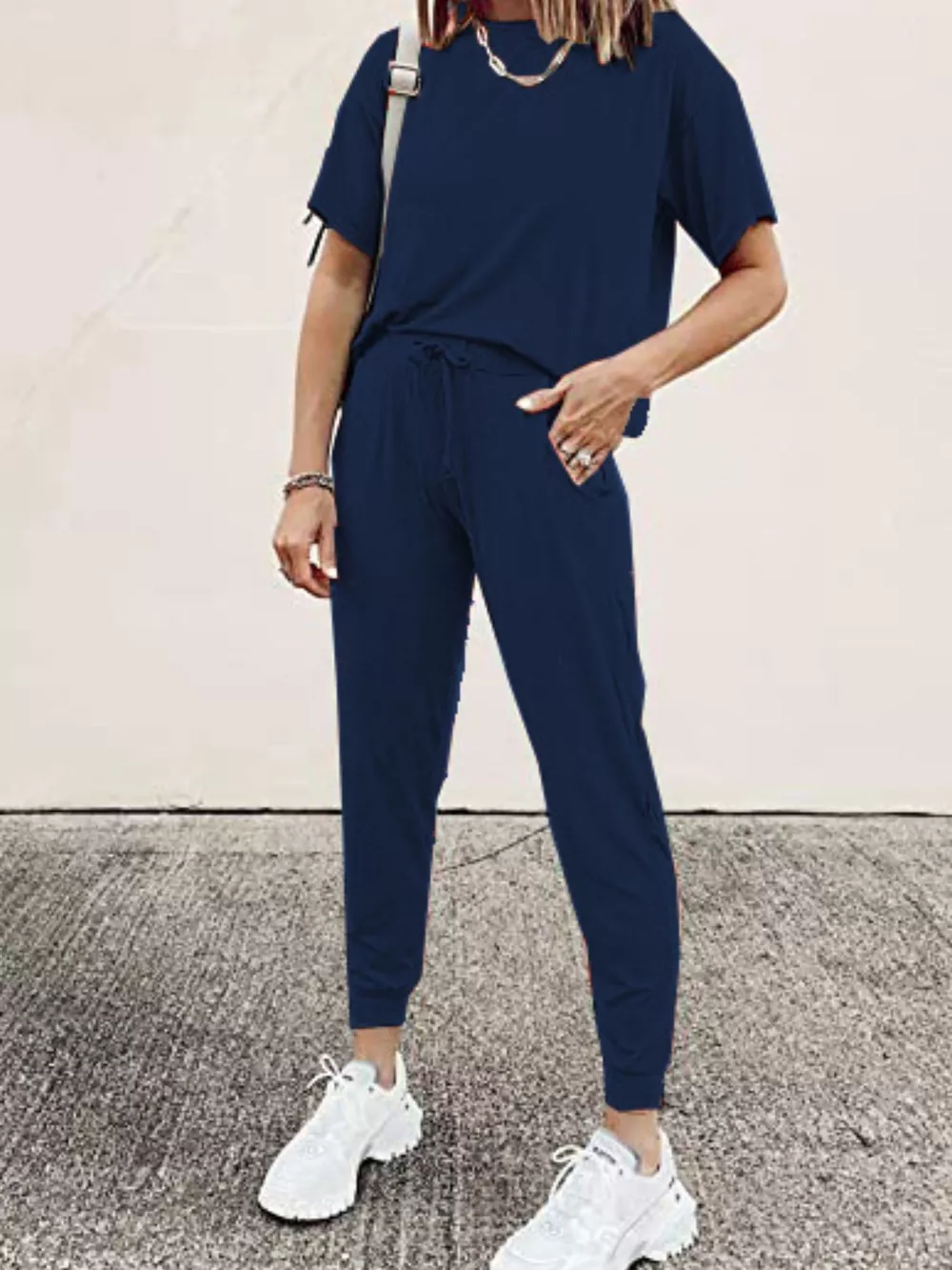 Full Size Round Neck Top and Drawstring Pants Set Plus Size, image 23