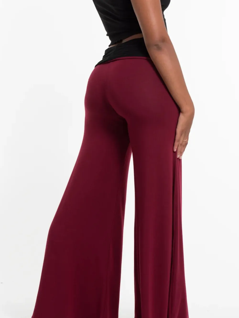 High Waisted Wide Leg Yoga Pants with Contrast Waistband, image 15
