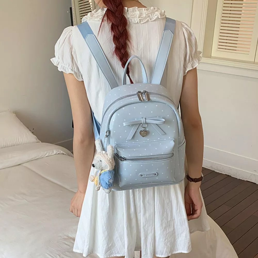 Polka Dot Bow Backpack Bag, image 4