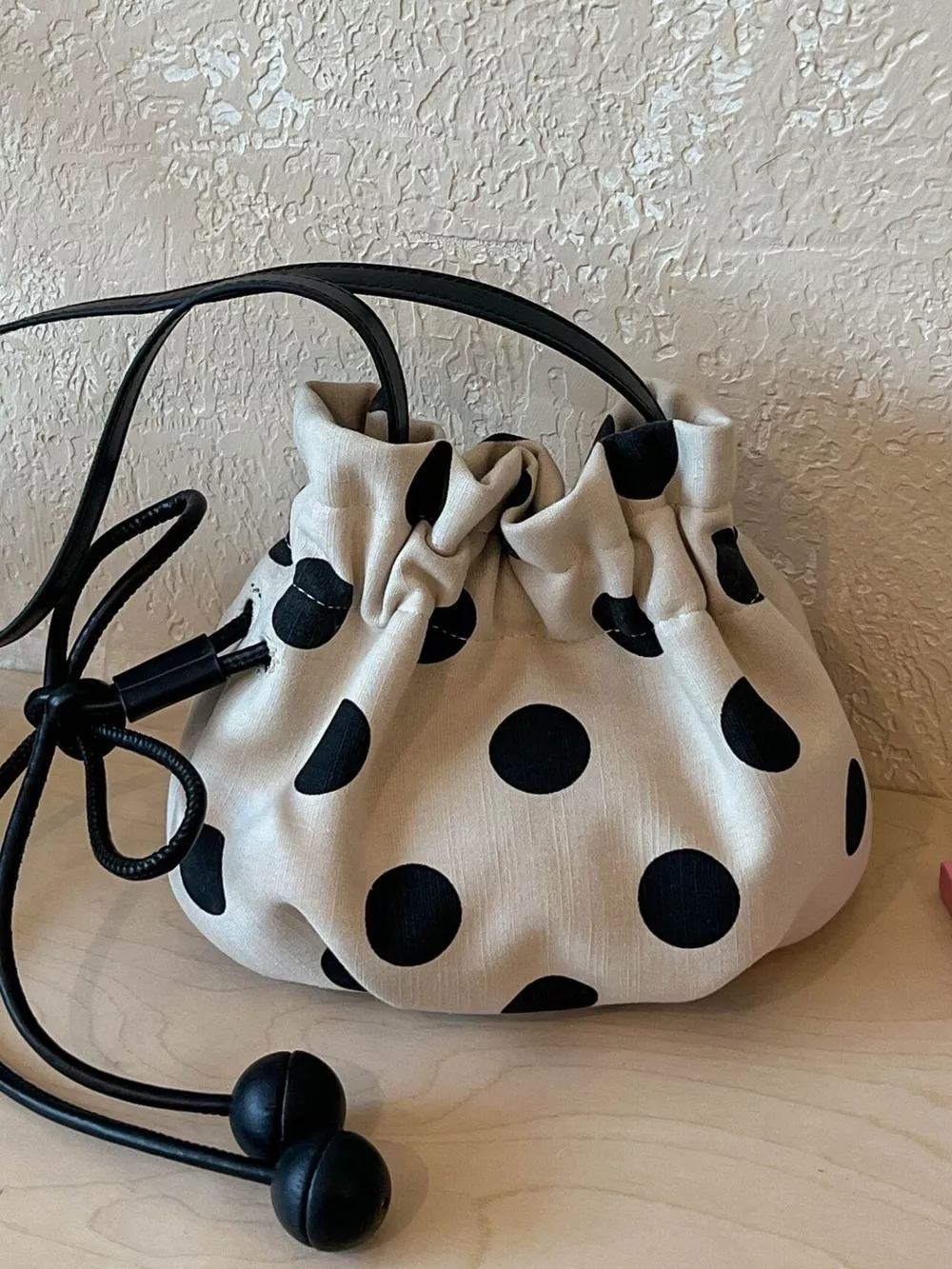 Polka Dot Drawstring Crossbody Bag, image 2