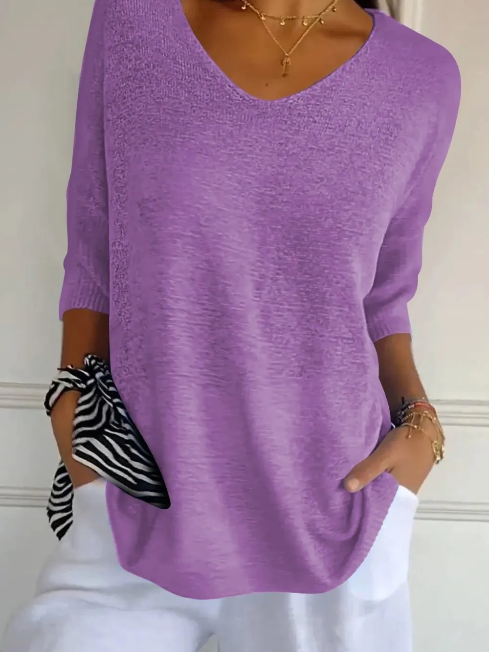 Full Size Relaxed Fit Ribbed Hem Sweater Plus Size, image 7