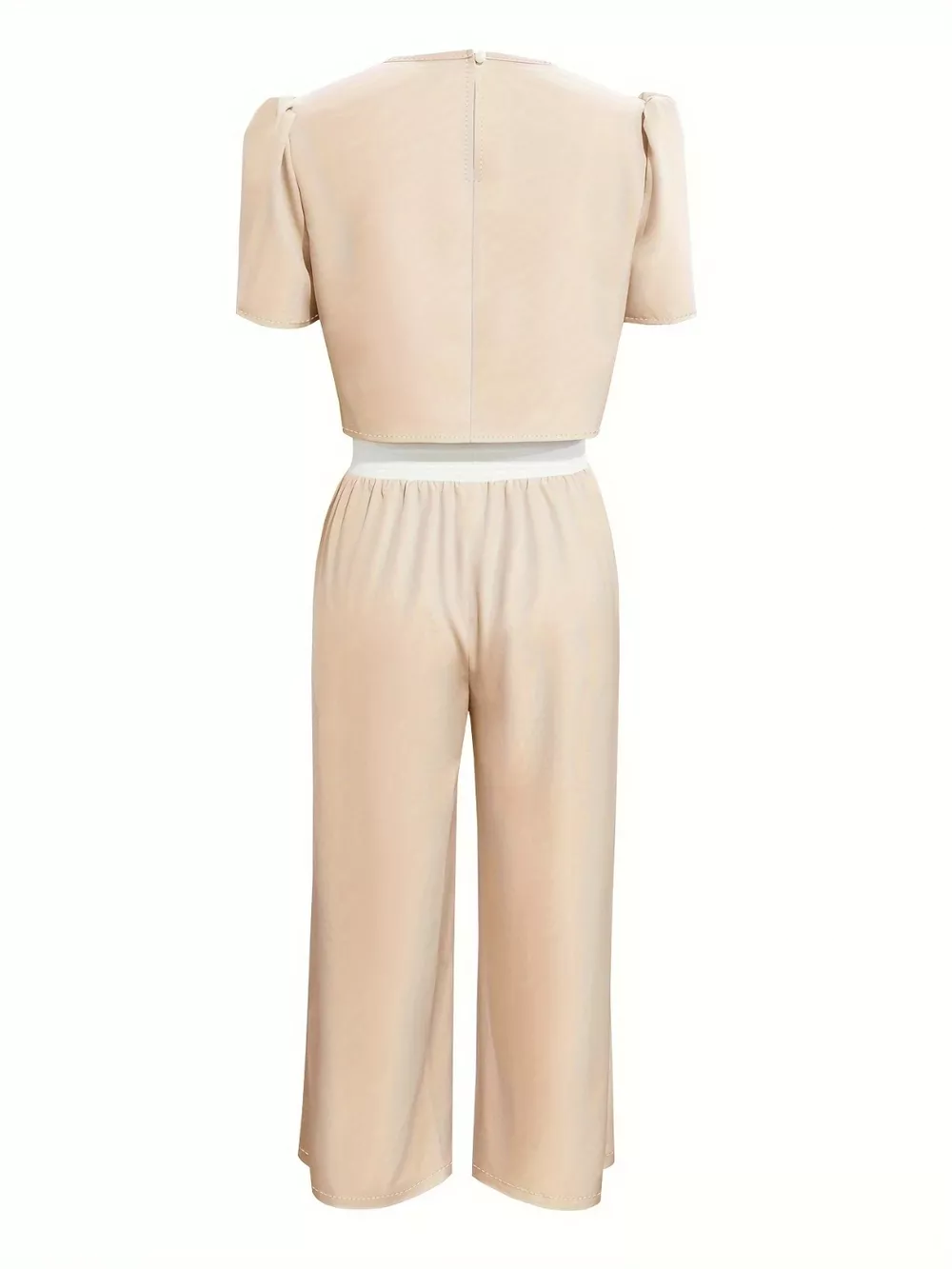 Round Neck Short Sleeve Top and Tied Pants Set, image 3