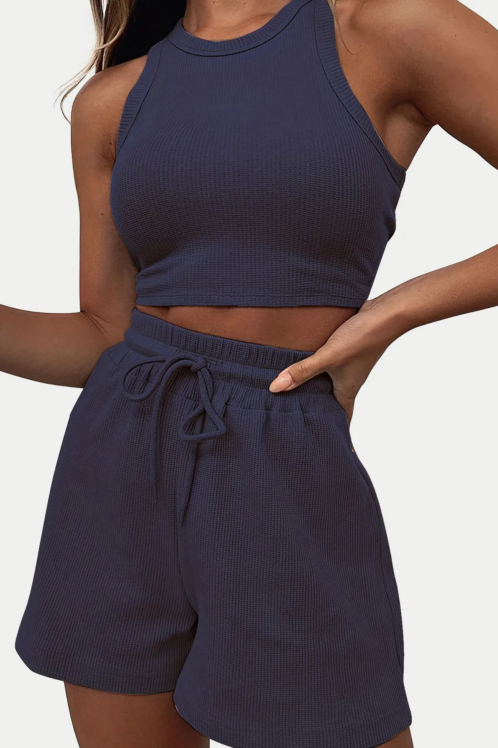 Round Neck Top and Drawstring Shorts Set, image 28