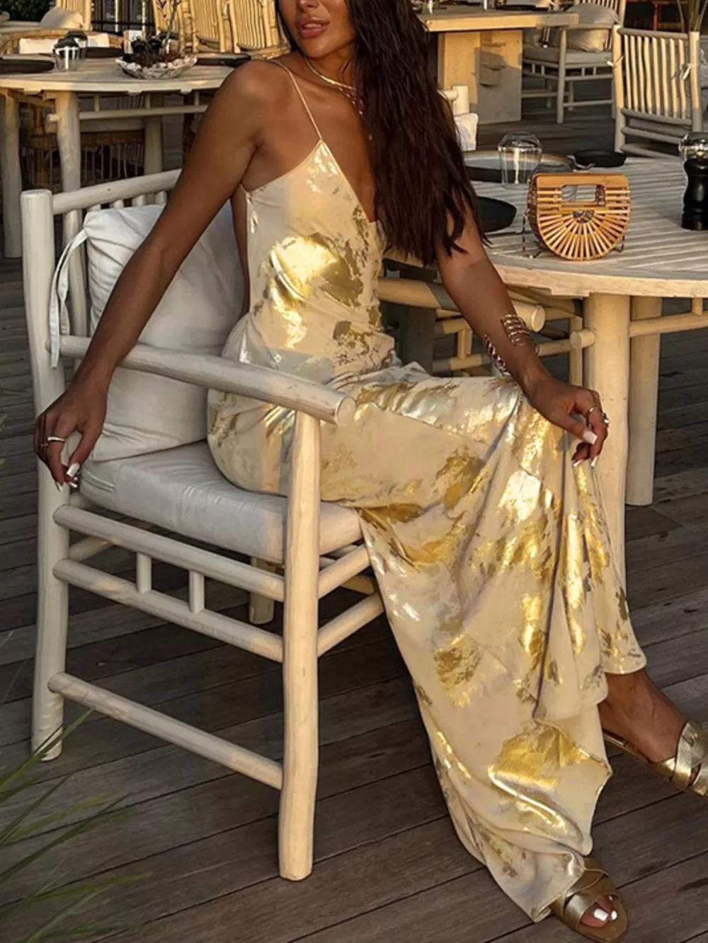 Backless V-Neck Maxi Dress, image 5