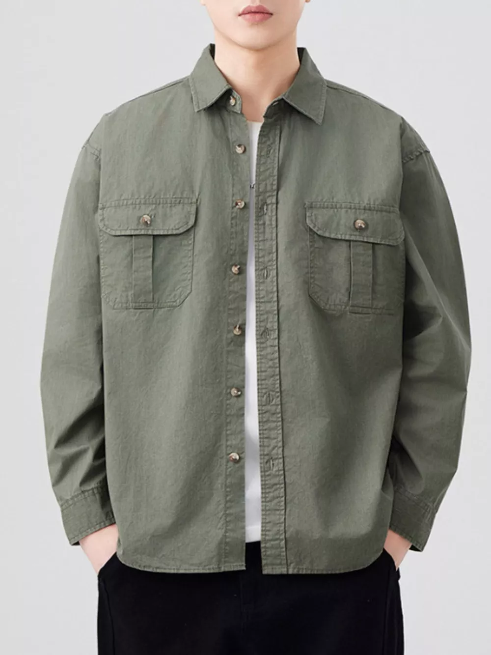 Men's Plus Size Button Up Long Sleeve Shirt, image 7