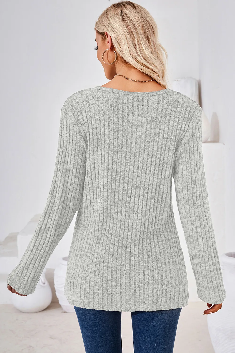 Round Neck Long Sleeve T-Shirt, image 12