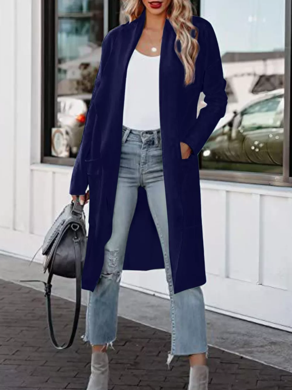 Open Front Dropped Shoulder Outerwear, image 16