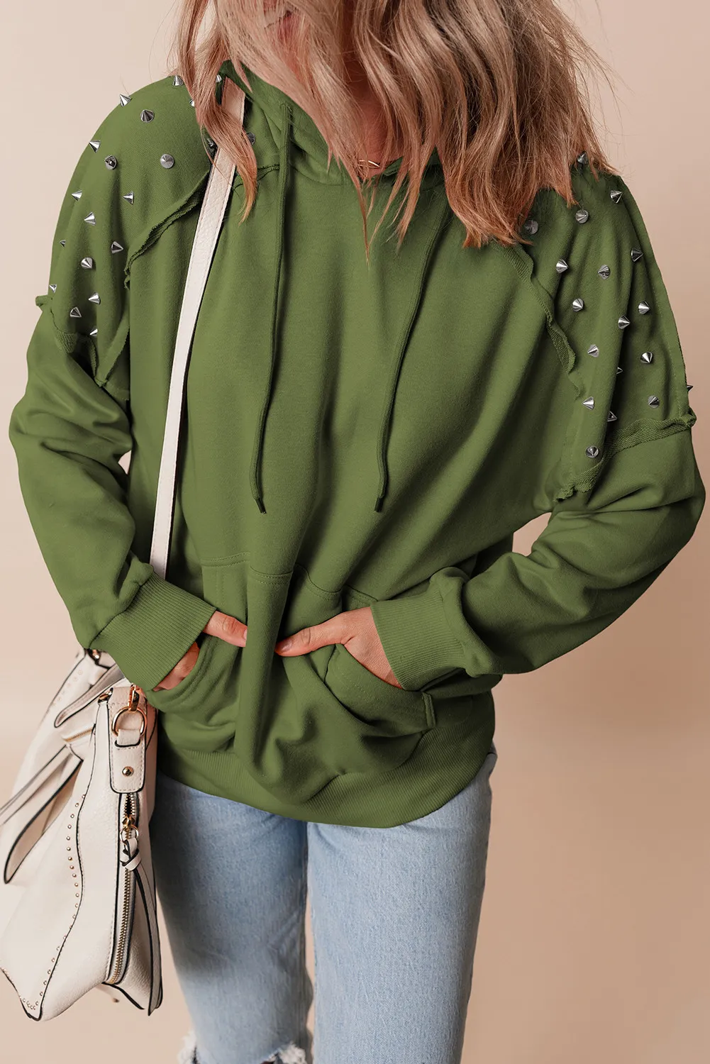 Rivet Drawstring Long Sleeve Hoodie, image 12
