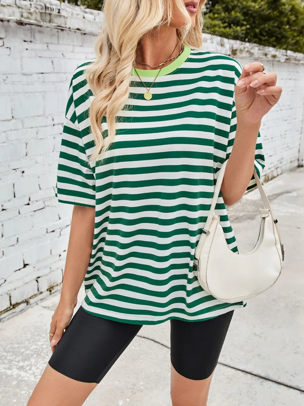 Striped Round Neck Half Sleeve T-Shirt, image 10