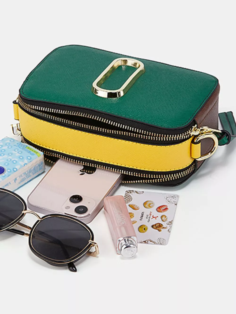 Color-Block Crossbody Bag with Webbing Strap, image 6