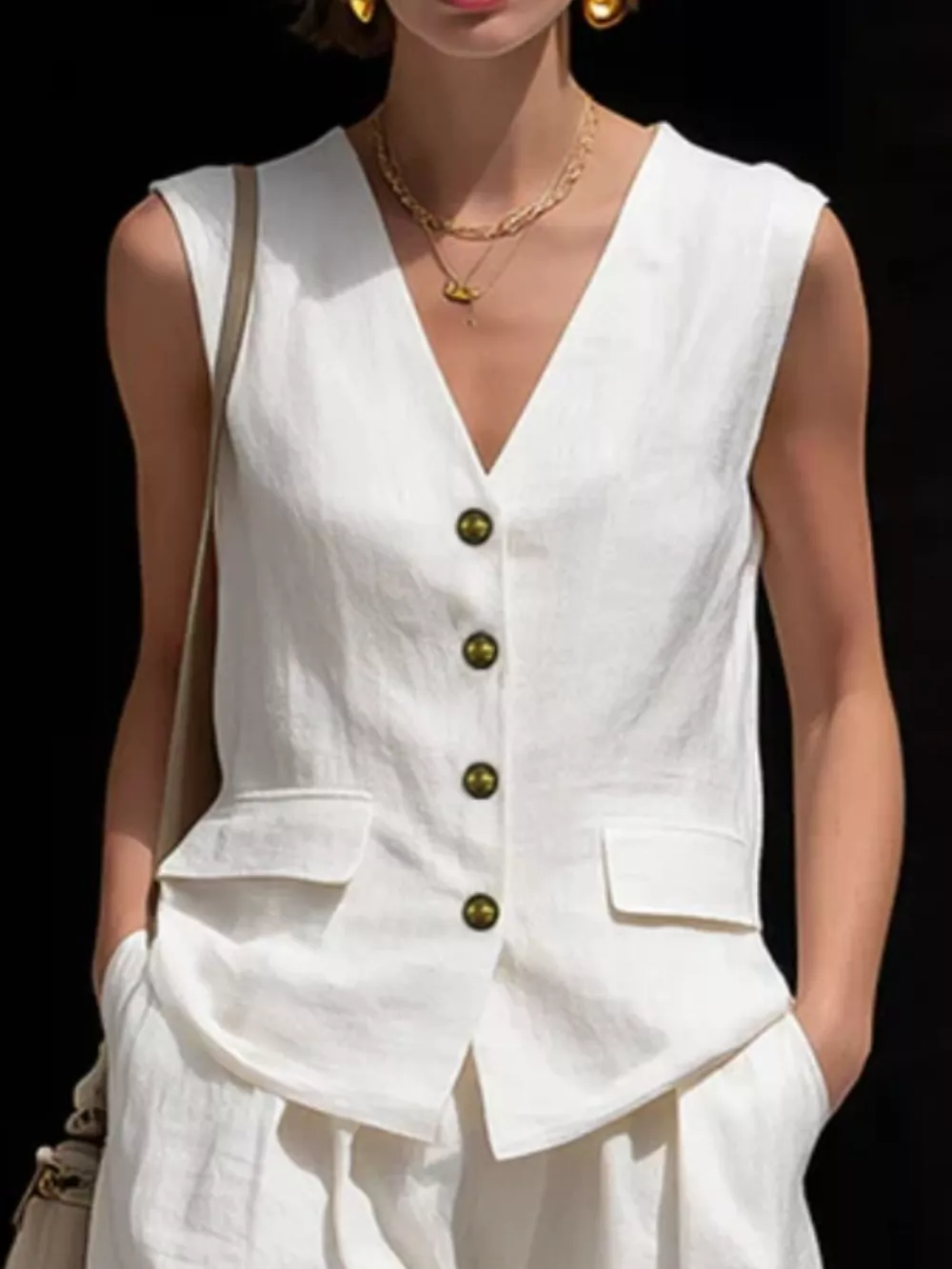 Full Size Sleeveless Vest and Shorts Set Plus Size, image 2