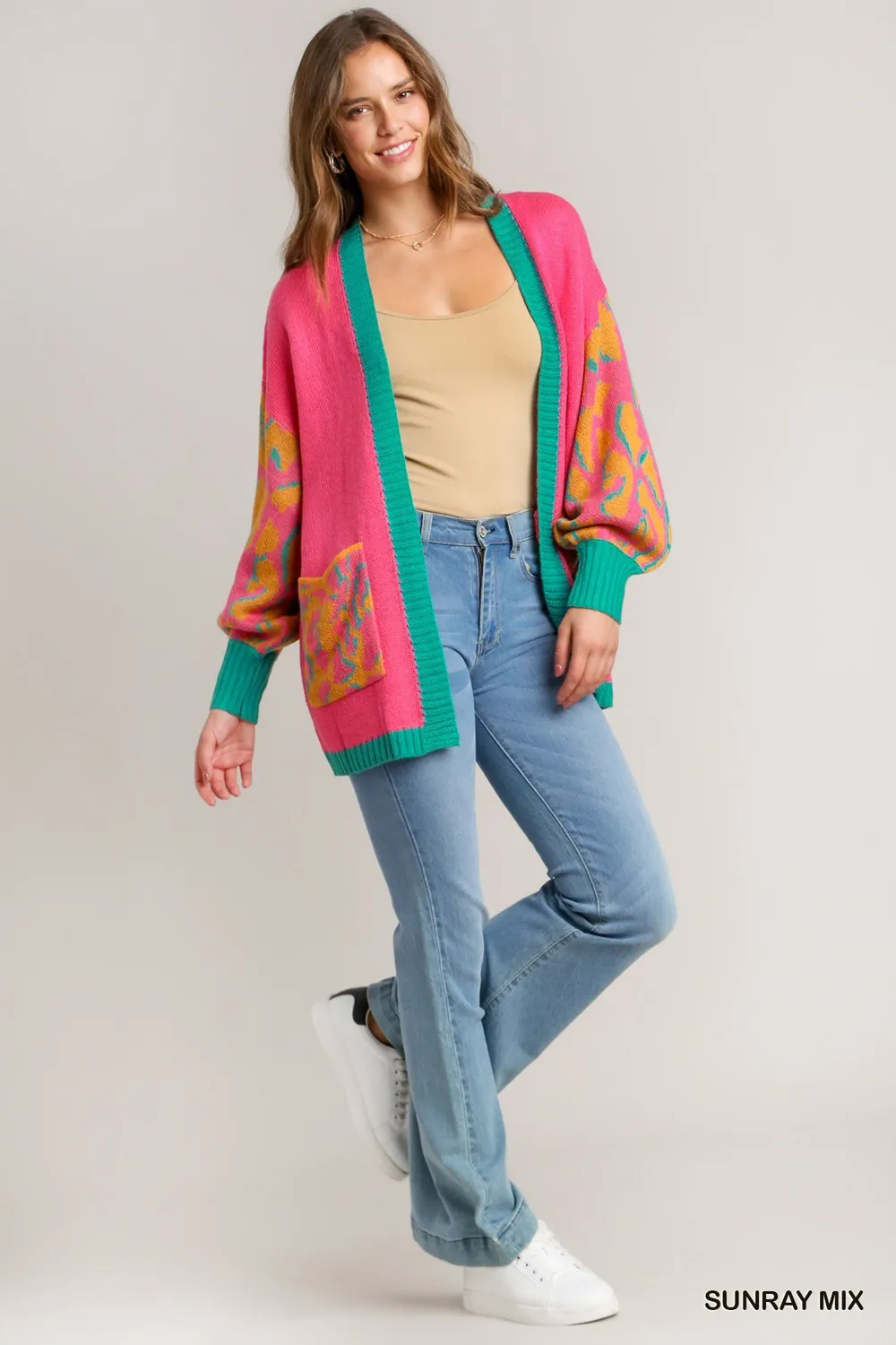 Animal Print Open Front Sweater Cardigan, image 5