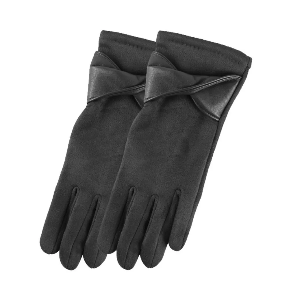 Warm Leather Trimmed Suede Gloves, image 9