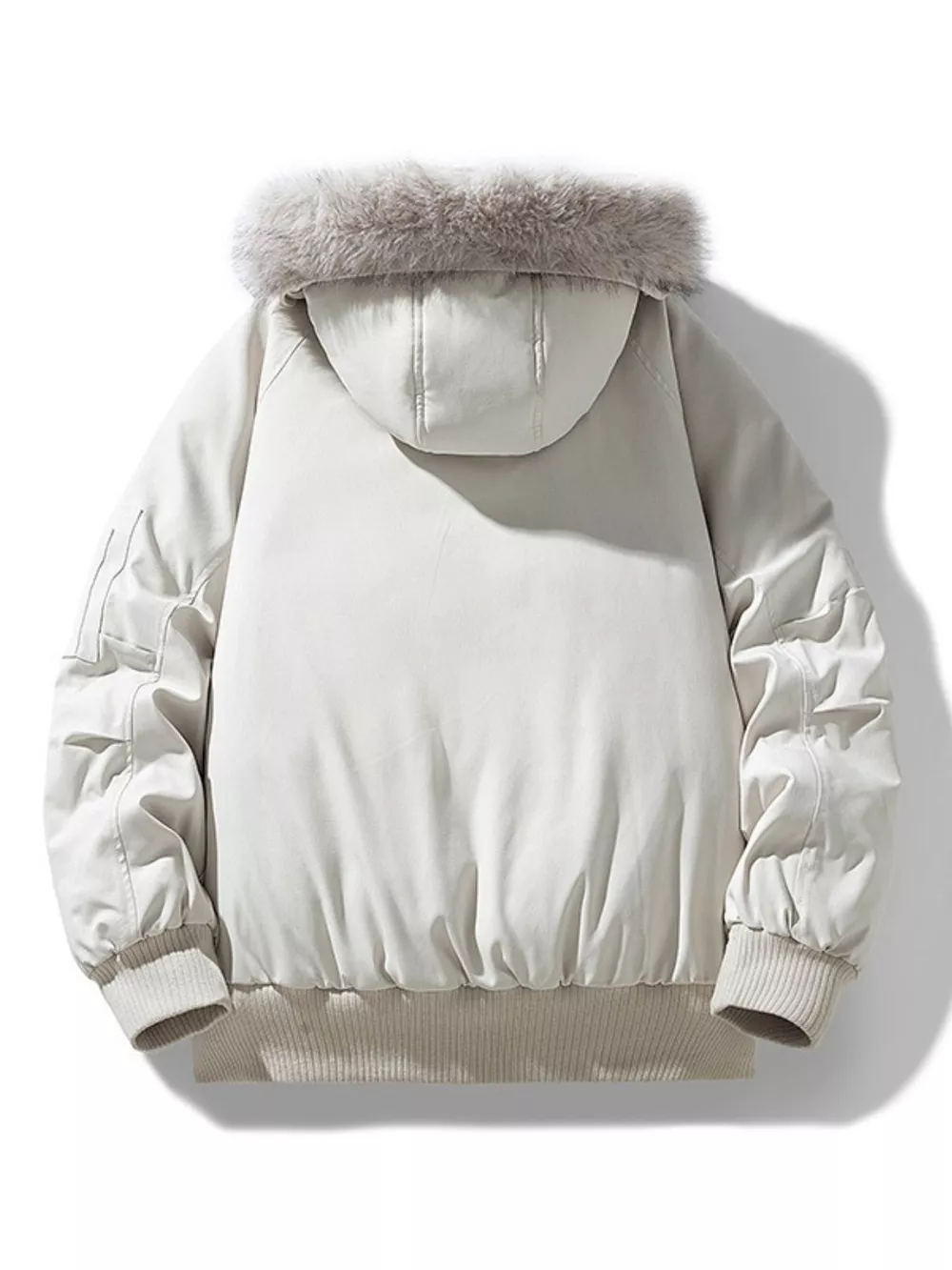 Men's Plus Size Faux Fur Hooded Padded Bomber Jacket, image 4