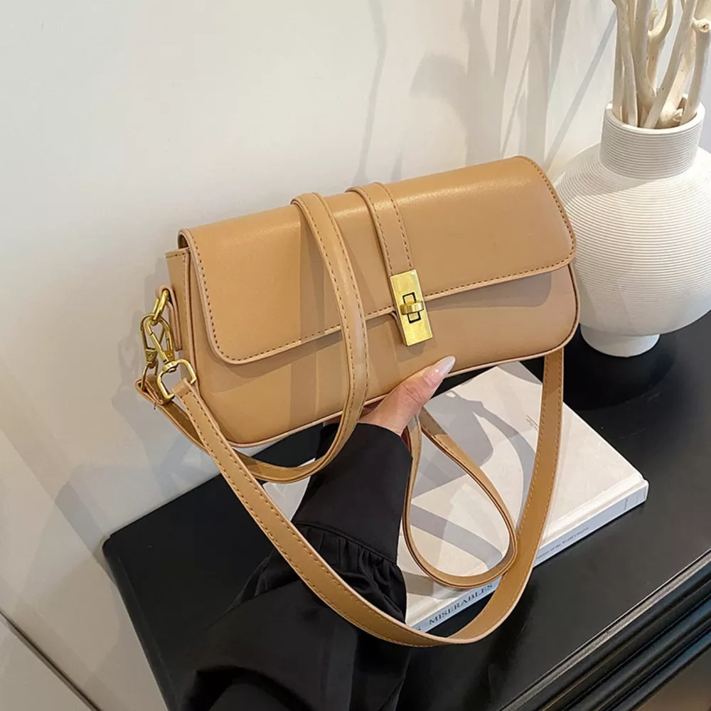 Rectangular Crossbody Bag with Golden Buckle, image 10