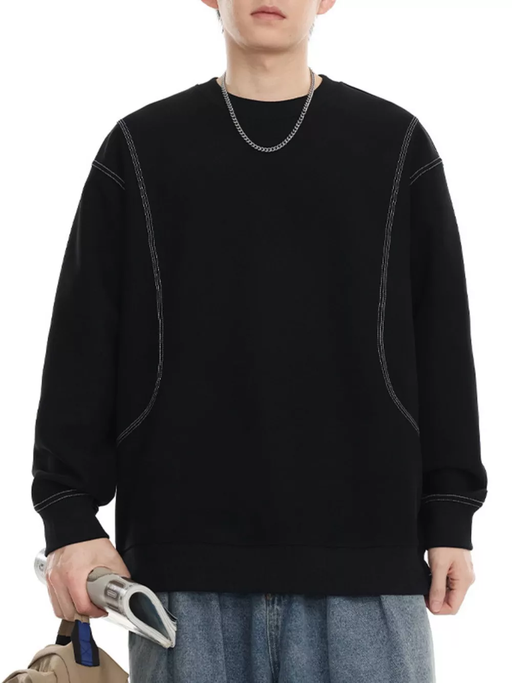 Men's Plus Size Round Neck Long Sleeve Sweatshirt