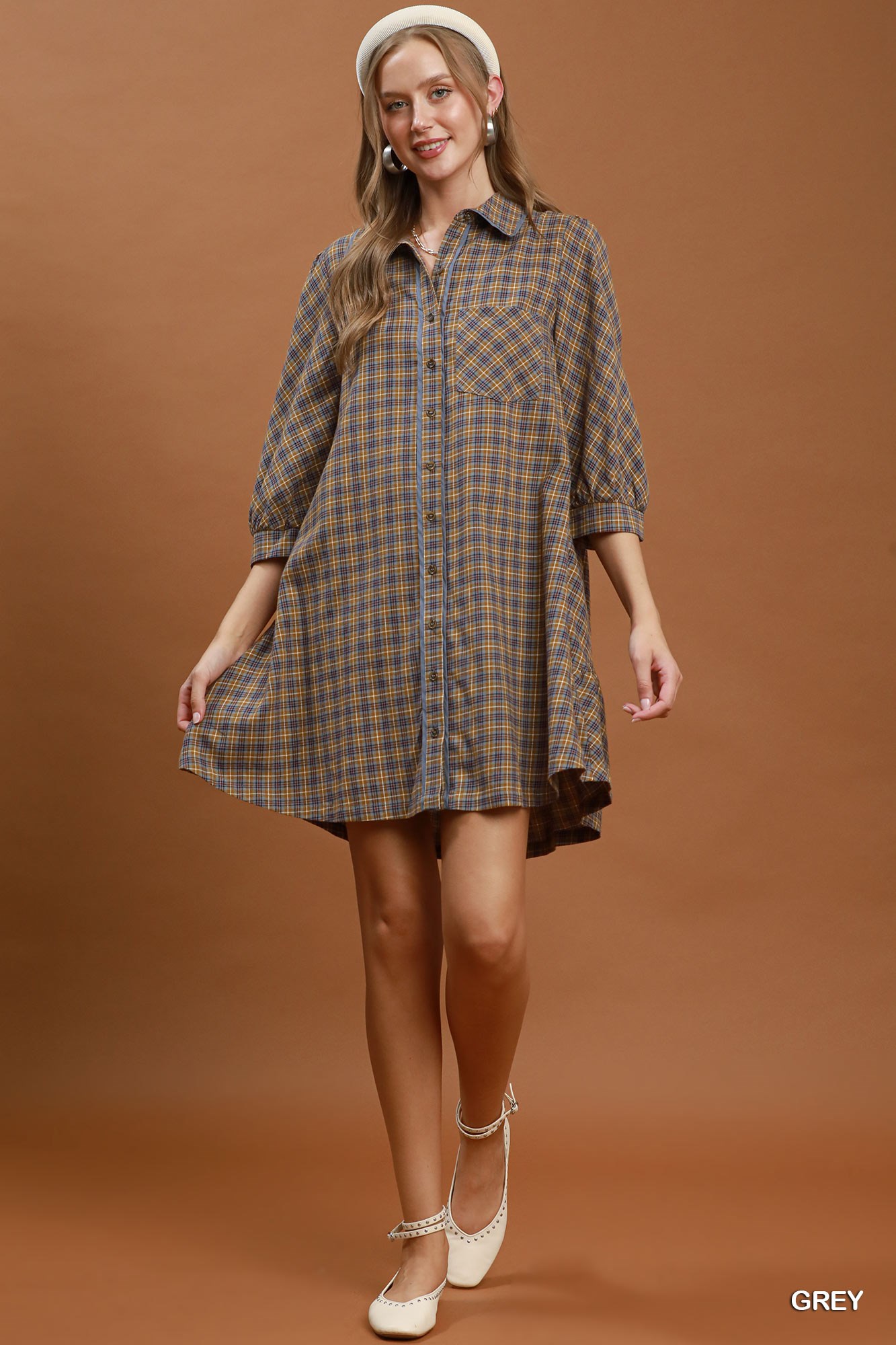 Plaid Button Down Oversized Shirt Dress, image 4