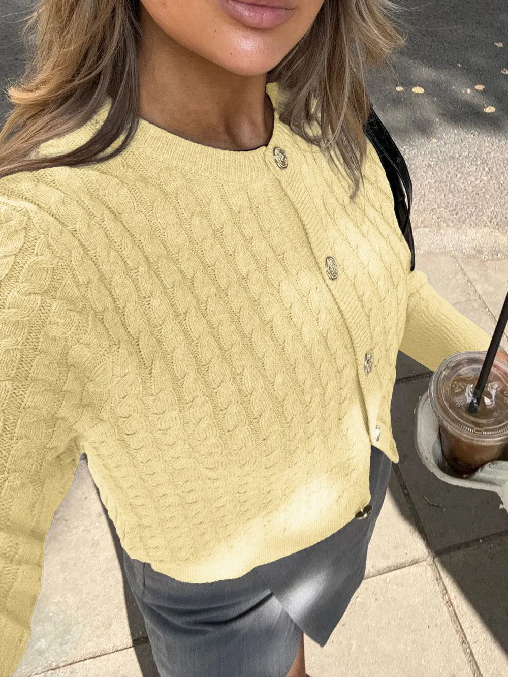 Cable Knit Button-Up Cardigan, image 16