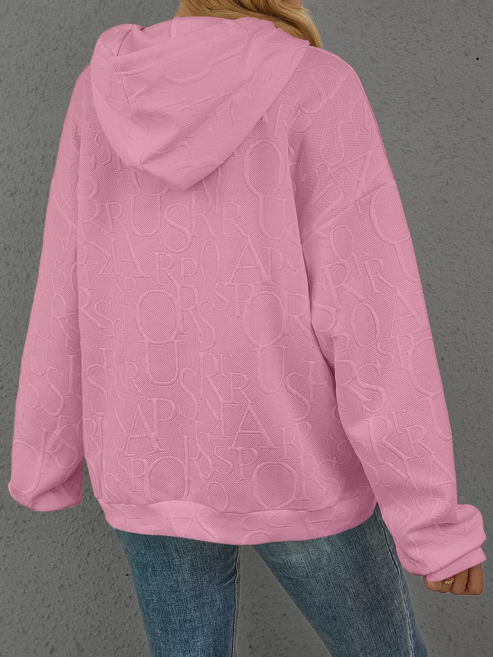 Full Size Embossed Lettering Casual Hoodie Plus Size, image 29